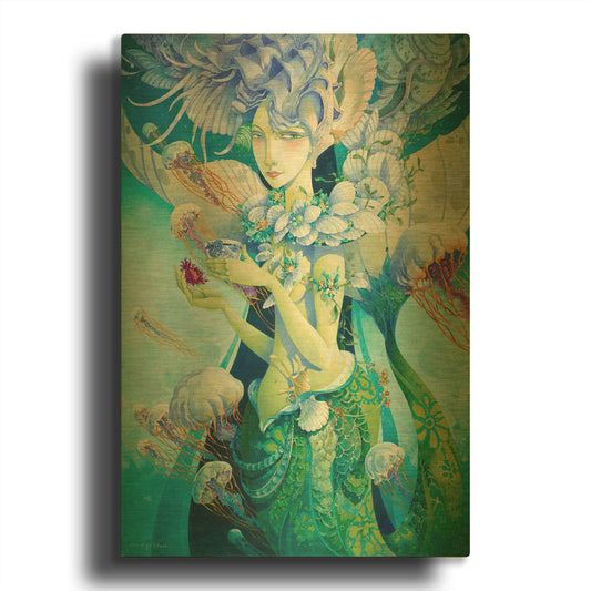 'Aquatic Coffee Break' By David Galchutt Gold Metal Wall Art