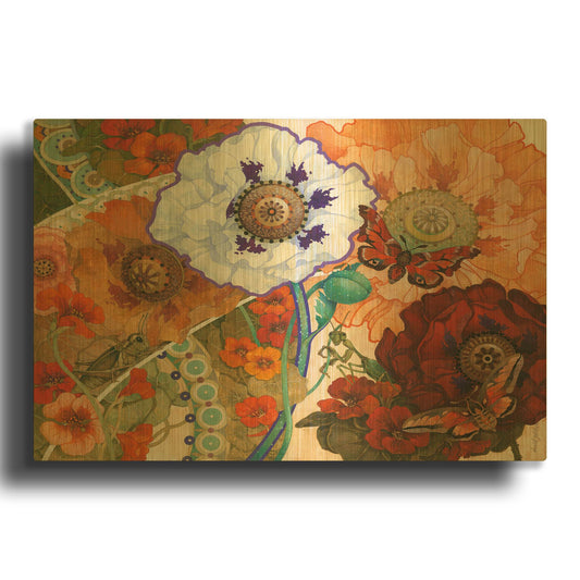 'Floral Tapestry' By David Galchutt Gold Metal Wall Art