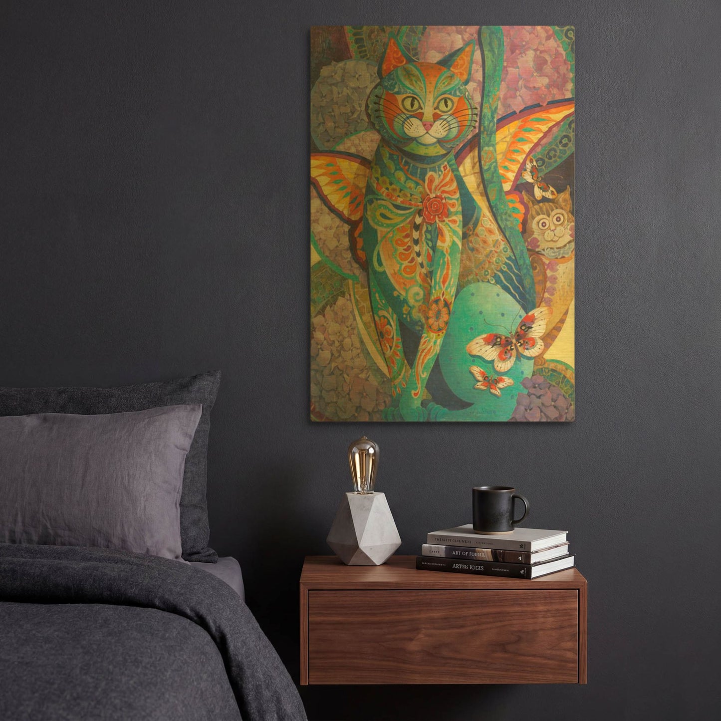 'Feline Fiesta' By David Galchutt Gold Metal Wall Art