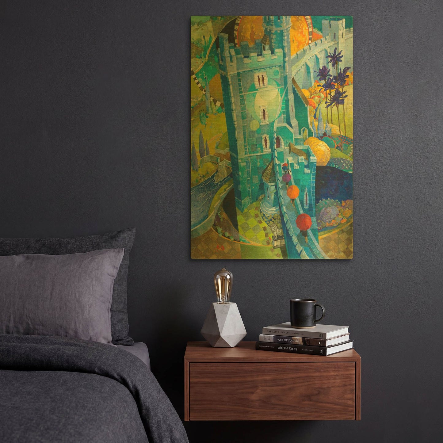 'The Blue Castle' By David Galchutt Gold Metal Wall Art