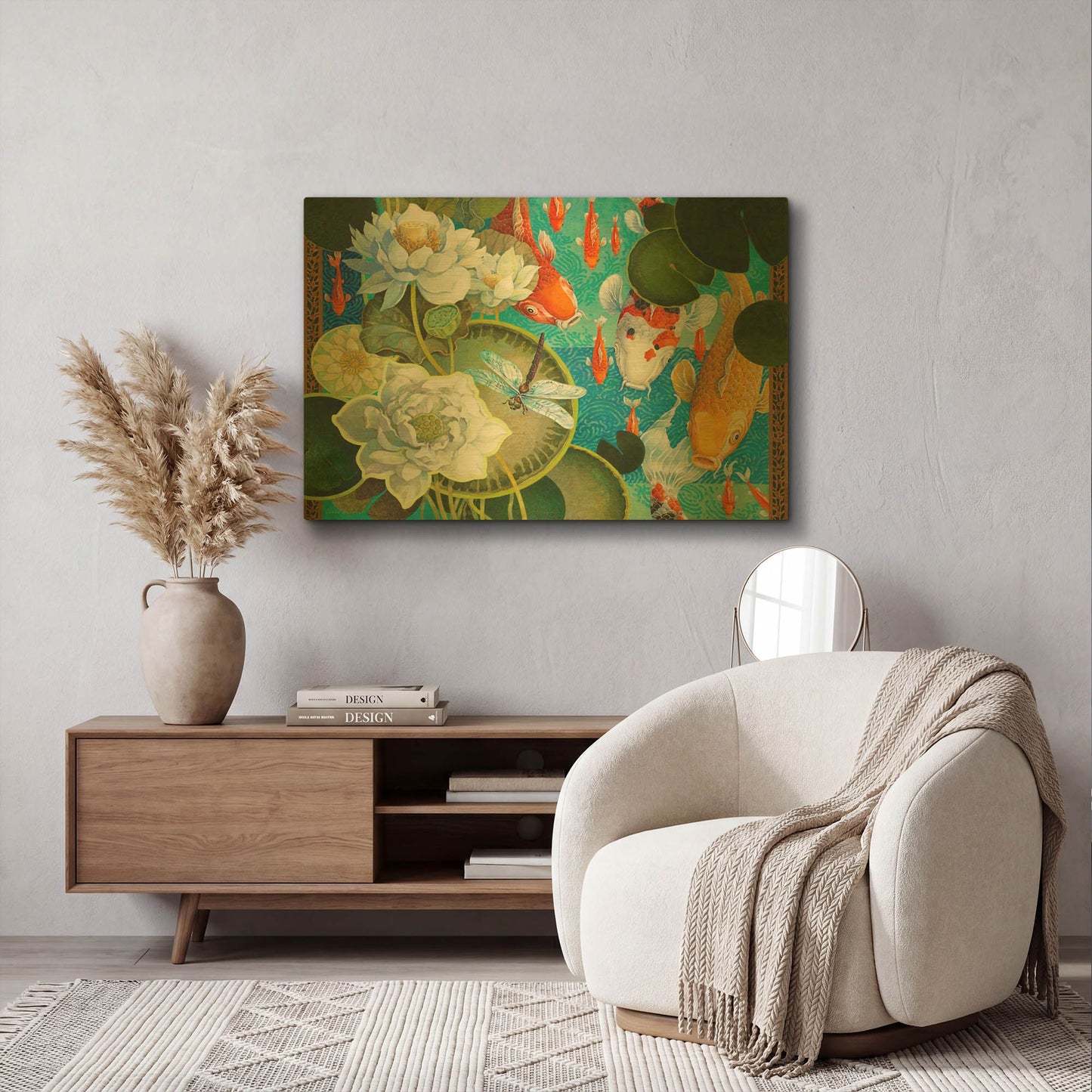 'Koi Pond' By David Galchutt Gold Metal Wall Art