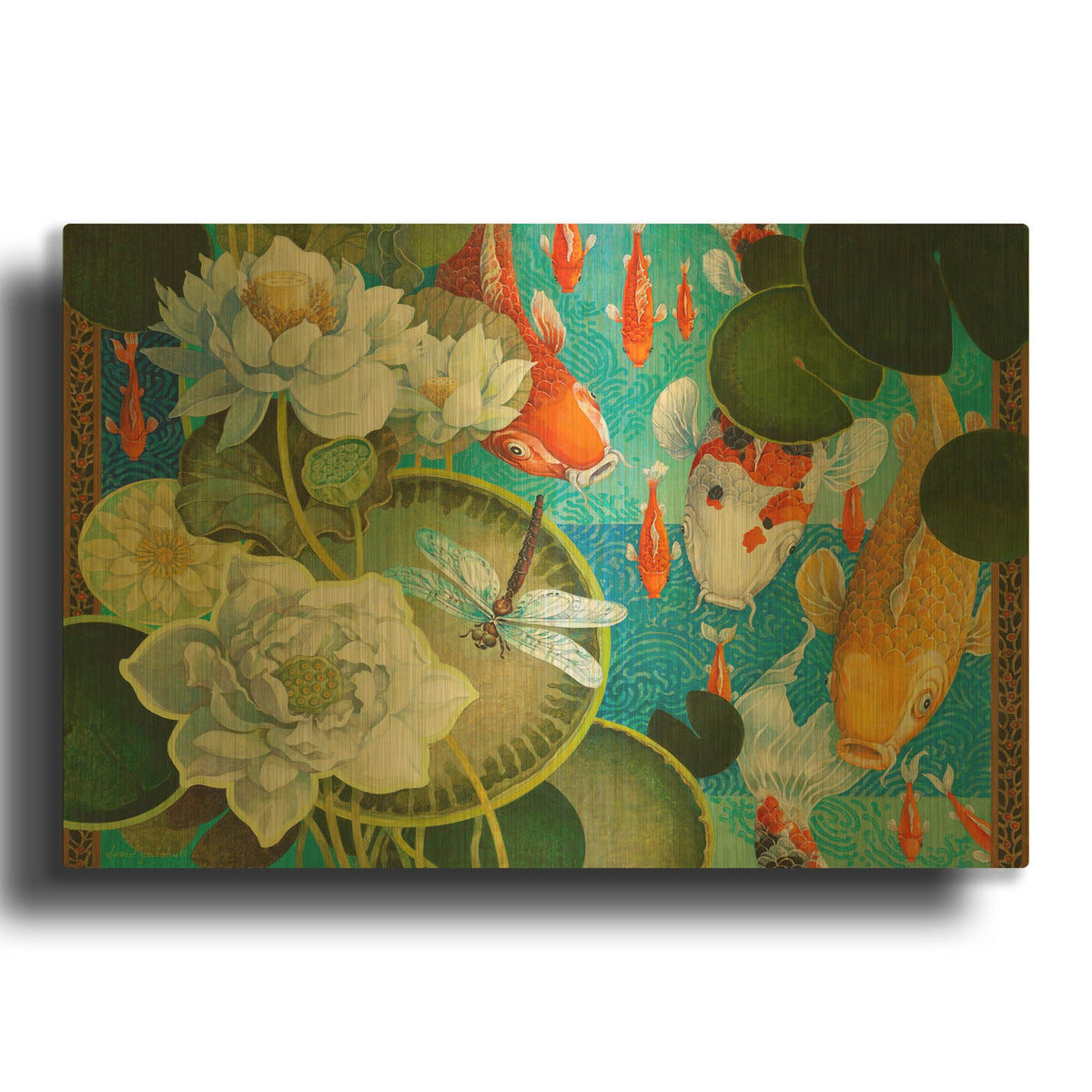 'Koi Pond' By David Galchutt Gold Metal Wall Art