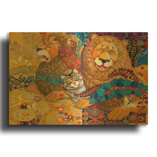 'Leonine Tapestry' By David Galchutt Gold Metal Wall Art