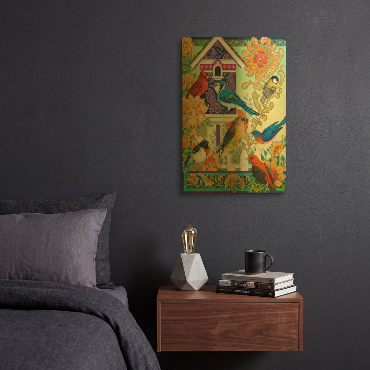 'The Backyard Gathering' By David Galchutt Gold Metal Wall Art