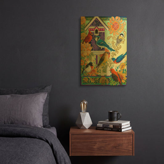'The Backyard Gathering' By David Galchutt Gold Metal Wall Art