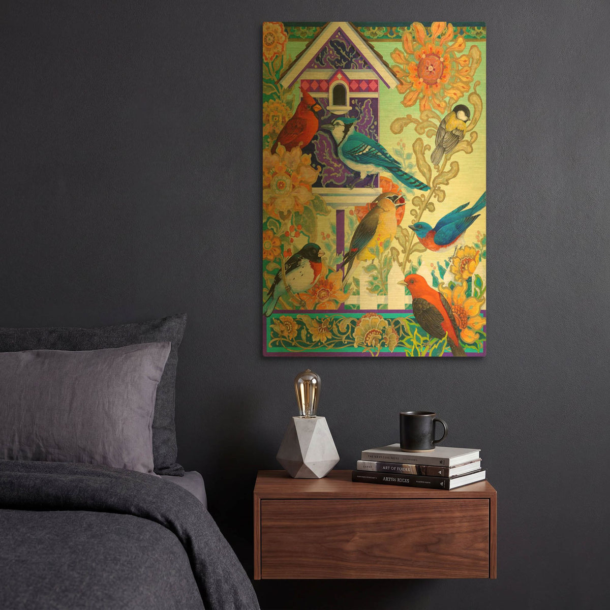 'The Backyard Gathering' By David Galchutt Gold Metal Wall Art