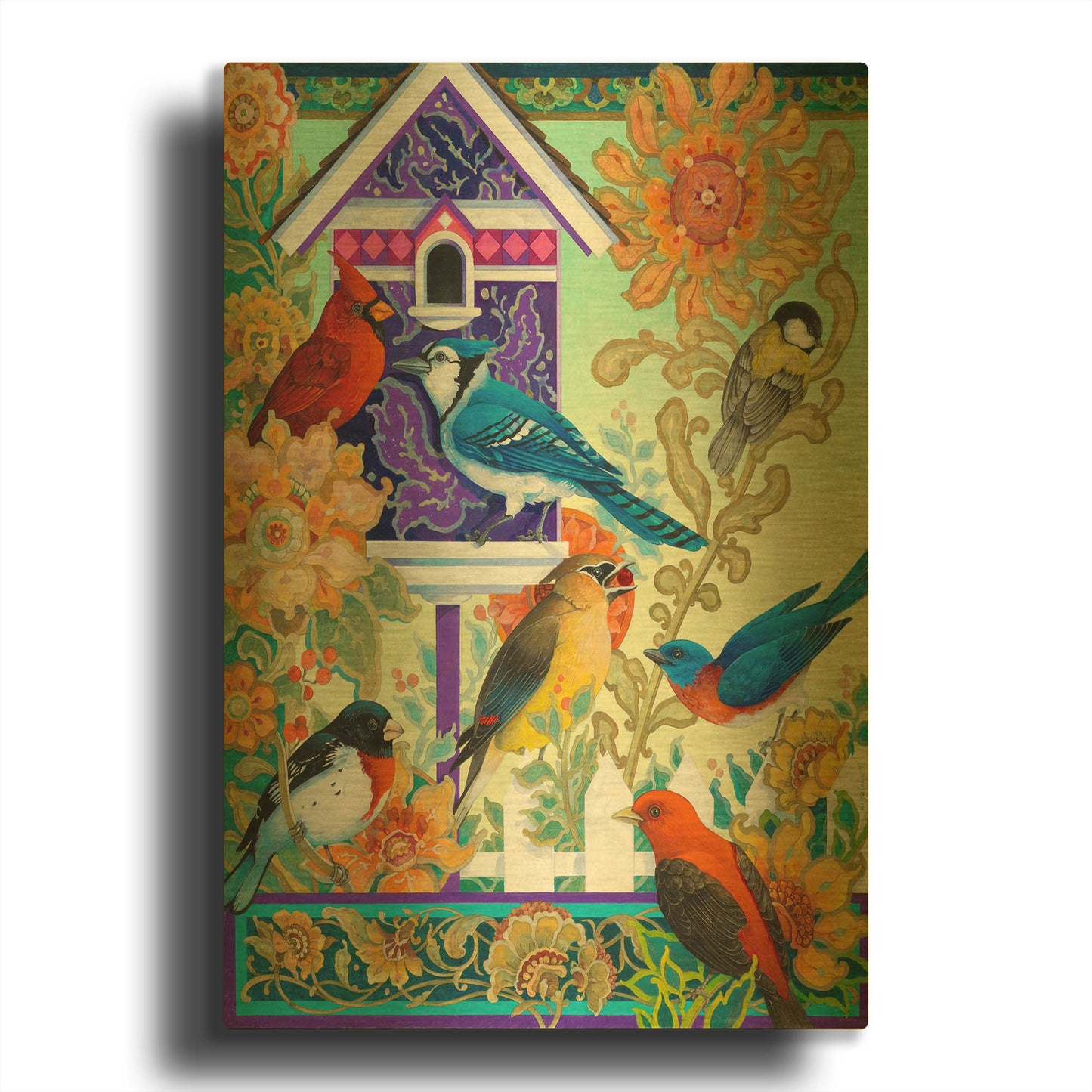 'The Backyard Gathering' By David Galchutt Gold Metal Wall Art