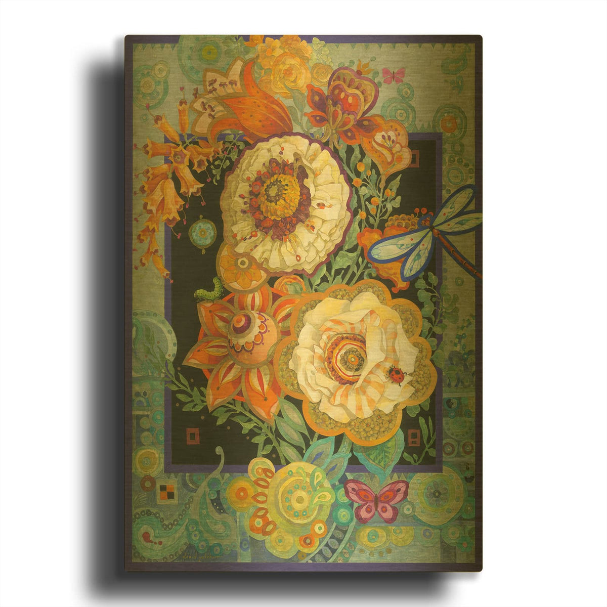 'Floral Fiesta' By David Galchutt Gold Metal Wall Art
