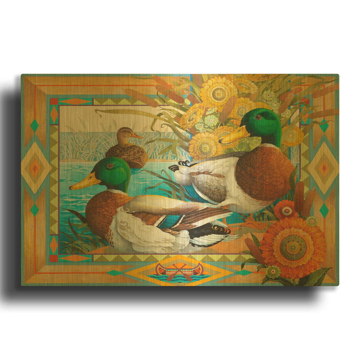 'Marshland Friends' By David Galchutt Gold Metal Wall Art
