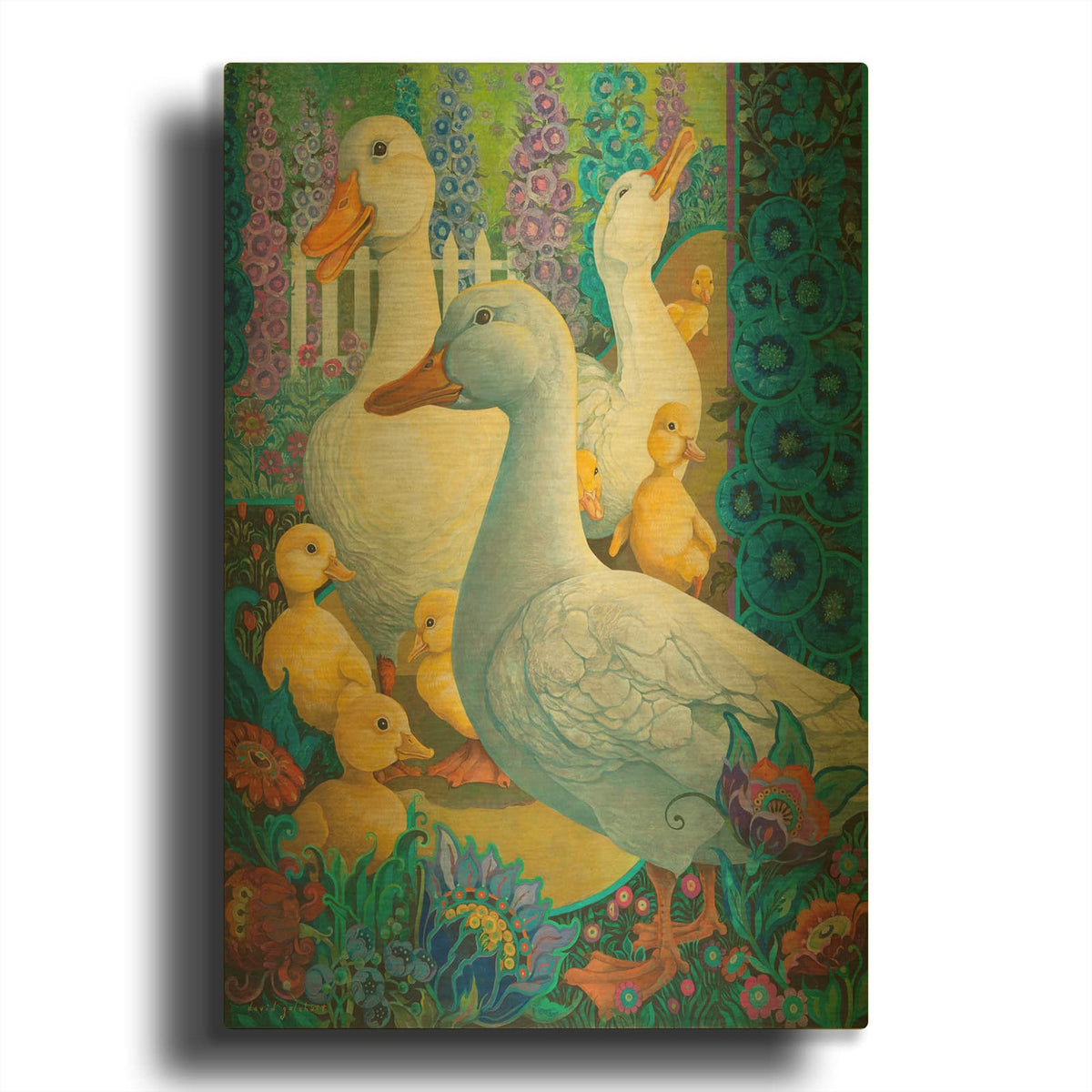 'Duck Crossing' By David Galchutt Gold Metal Wall Art