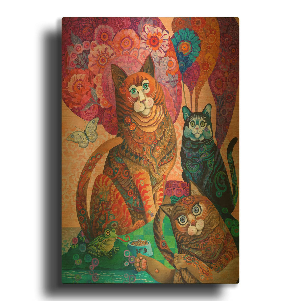 'Feline Fotobomb' By David Galchutt Gold Metal Wall Art
