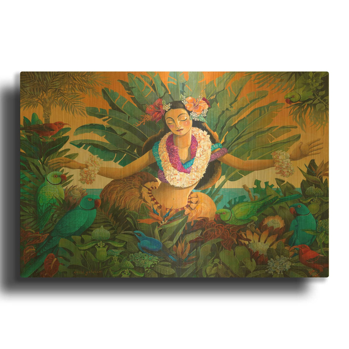 'Aloha' By David Galchutt Gold Metal Wall Art
