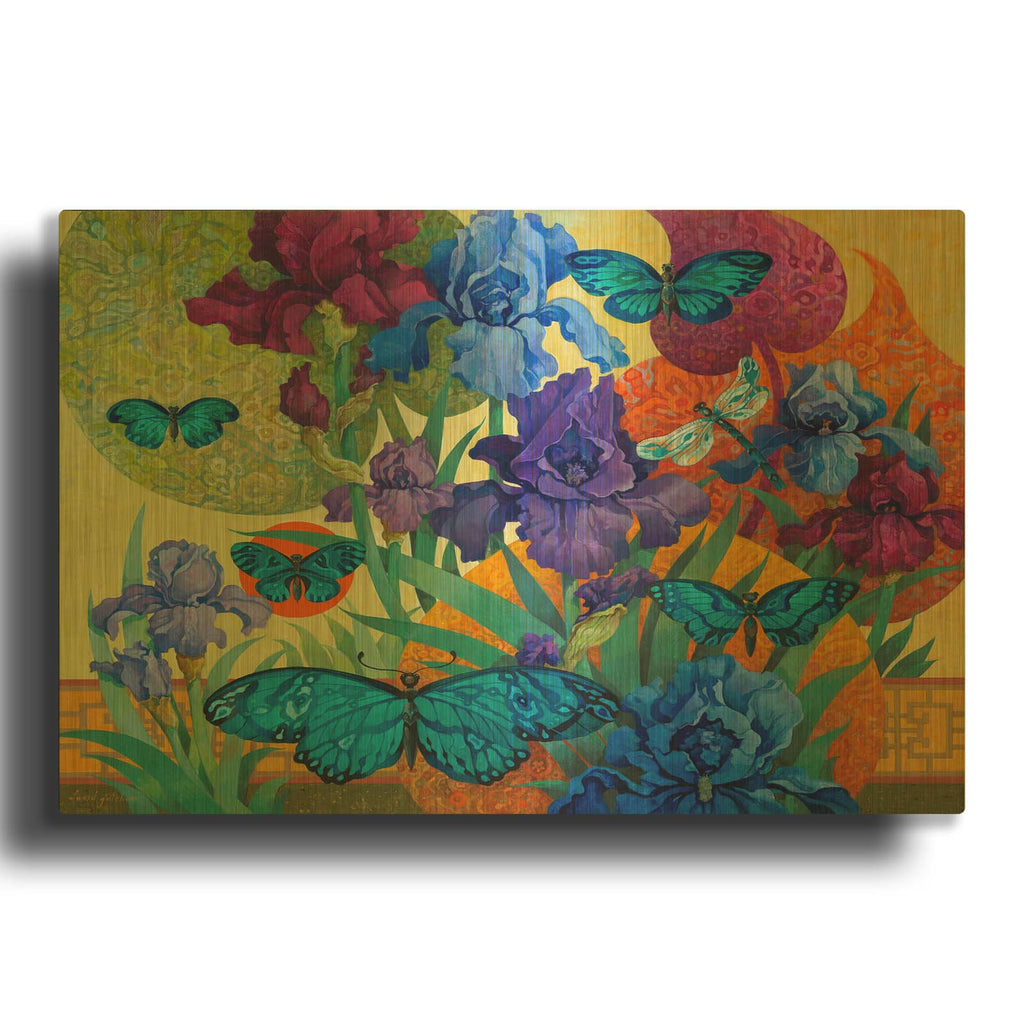 'Iris Garden' By David Galchutt Gold Metal Wall Art
