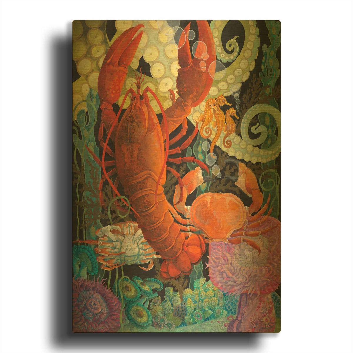 'Lobster Dance' By David Galchutt Gold Metal Wall Art