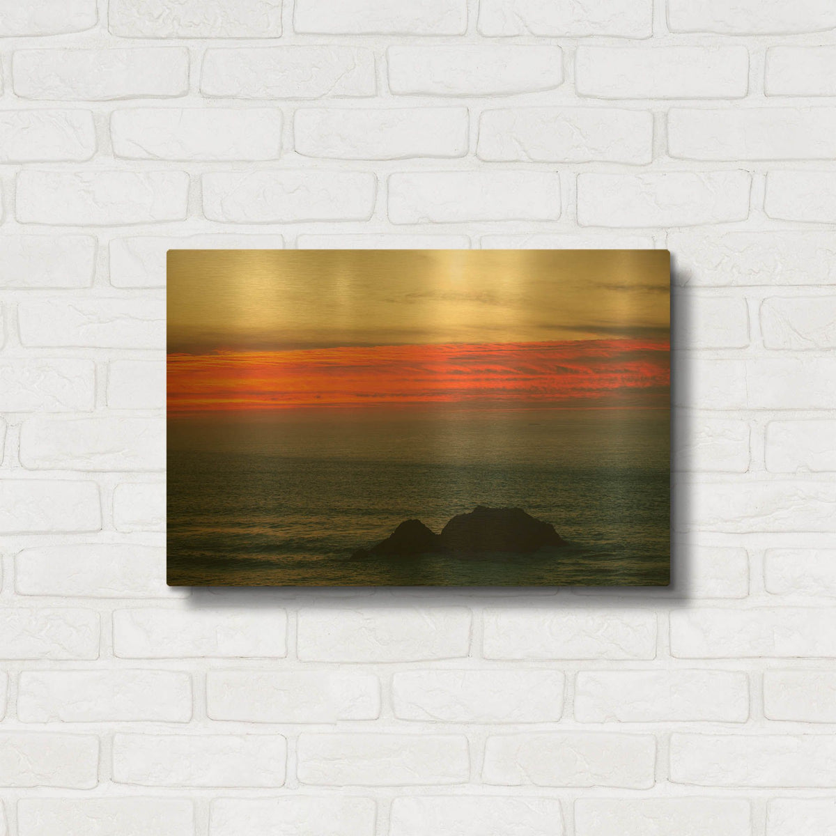 'Burning Sky' By AKG Gold Metal Wall Art