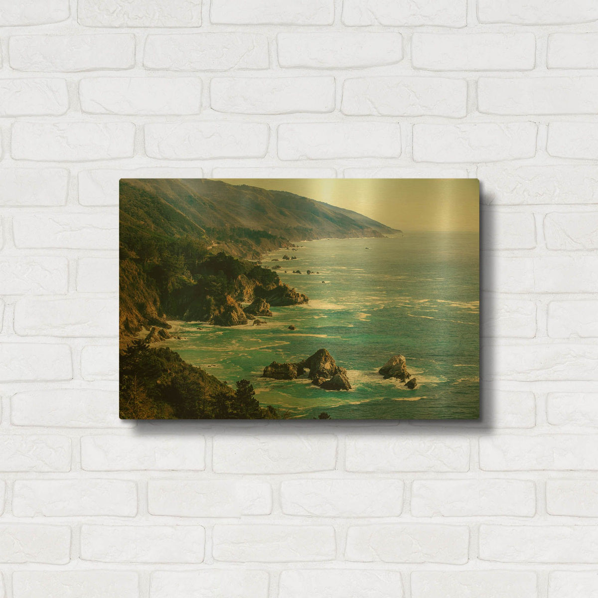 'Cali - Big Sur' By AKG Gold Metal Wall Art