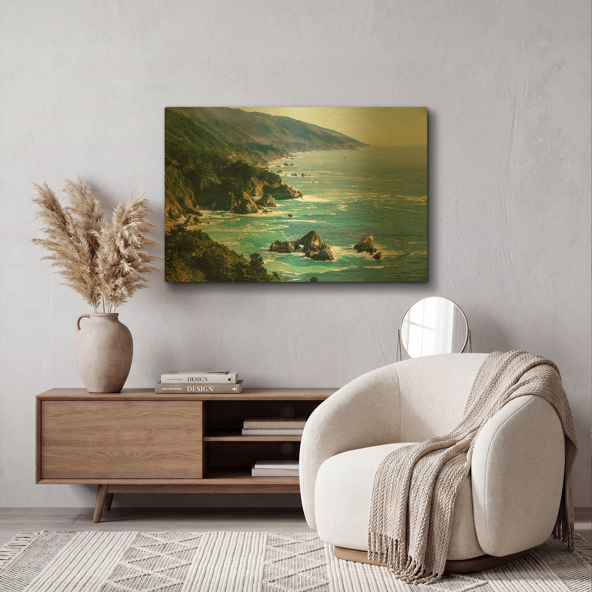 'Cali - Big Sur' By AKG Gold Metal Wall Art