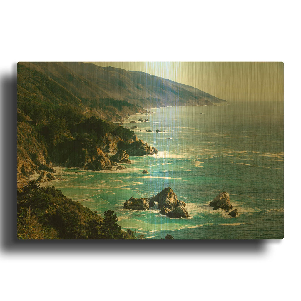 'Cali - Big Sur' By AKG Gold Metal Wall Art