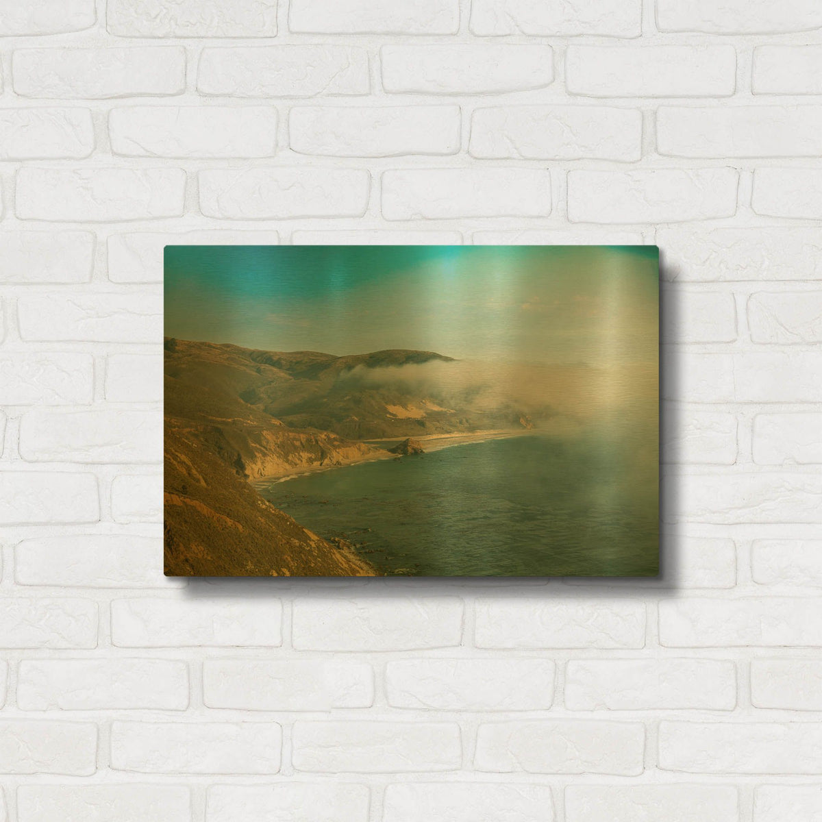 'Cali - HWY 1 Marine Fog' By AKG Gold Metal Wall Art
