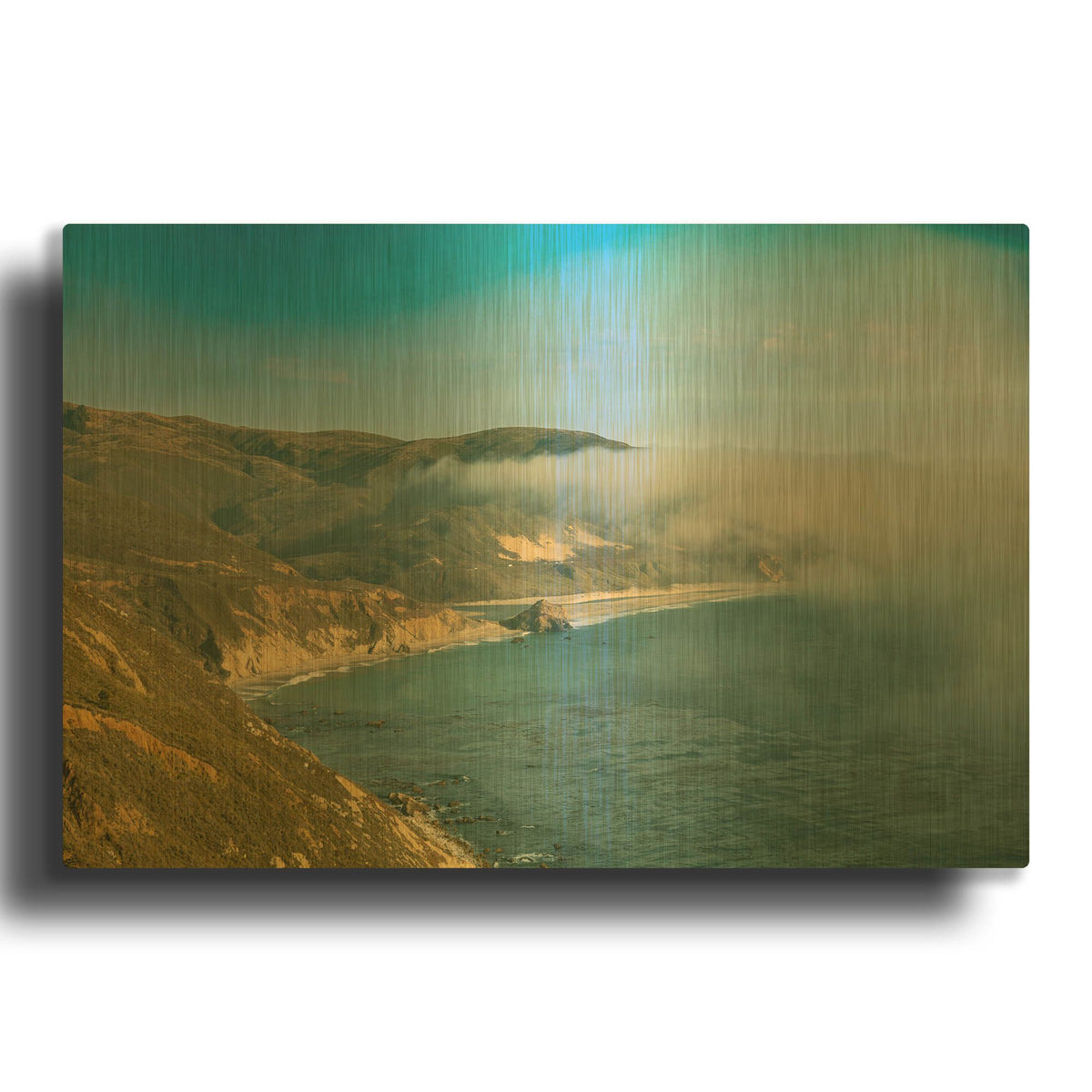 'Cali - HWY 1 Marine Fog' By AKG Gold Metal Wall Art