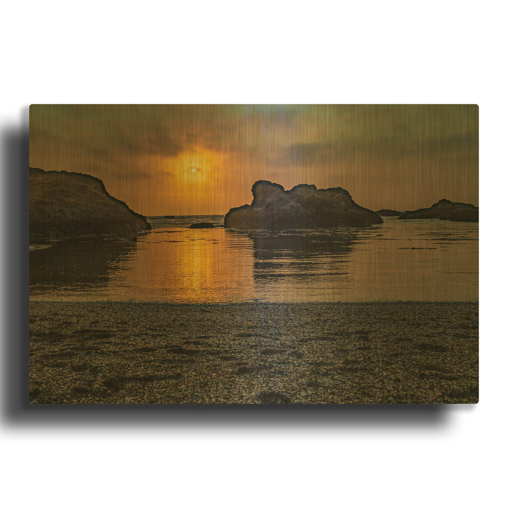 'Cali - Ocean Sunset' By AKG Gold Metal Wall Art