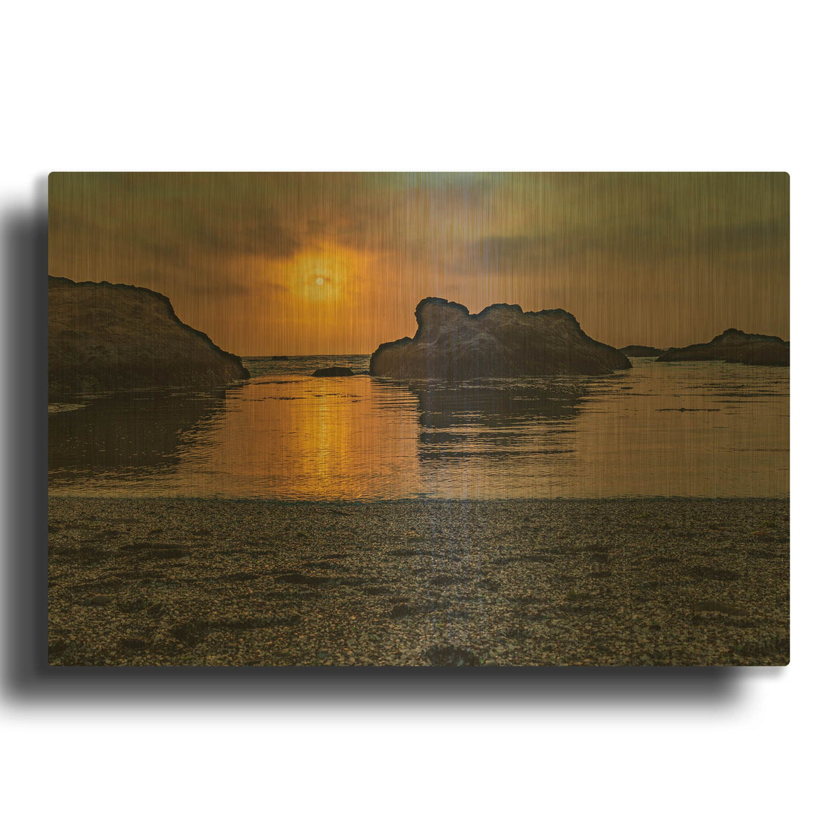 'Cali - Ocean Sunset' By AKG Gold Metal Wall Art