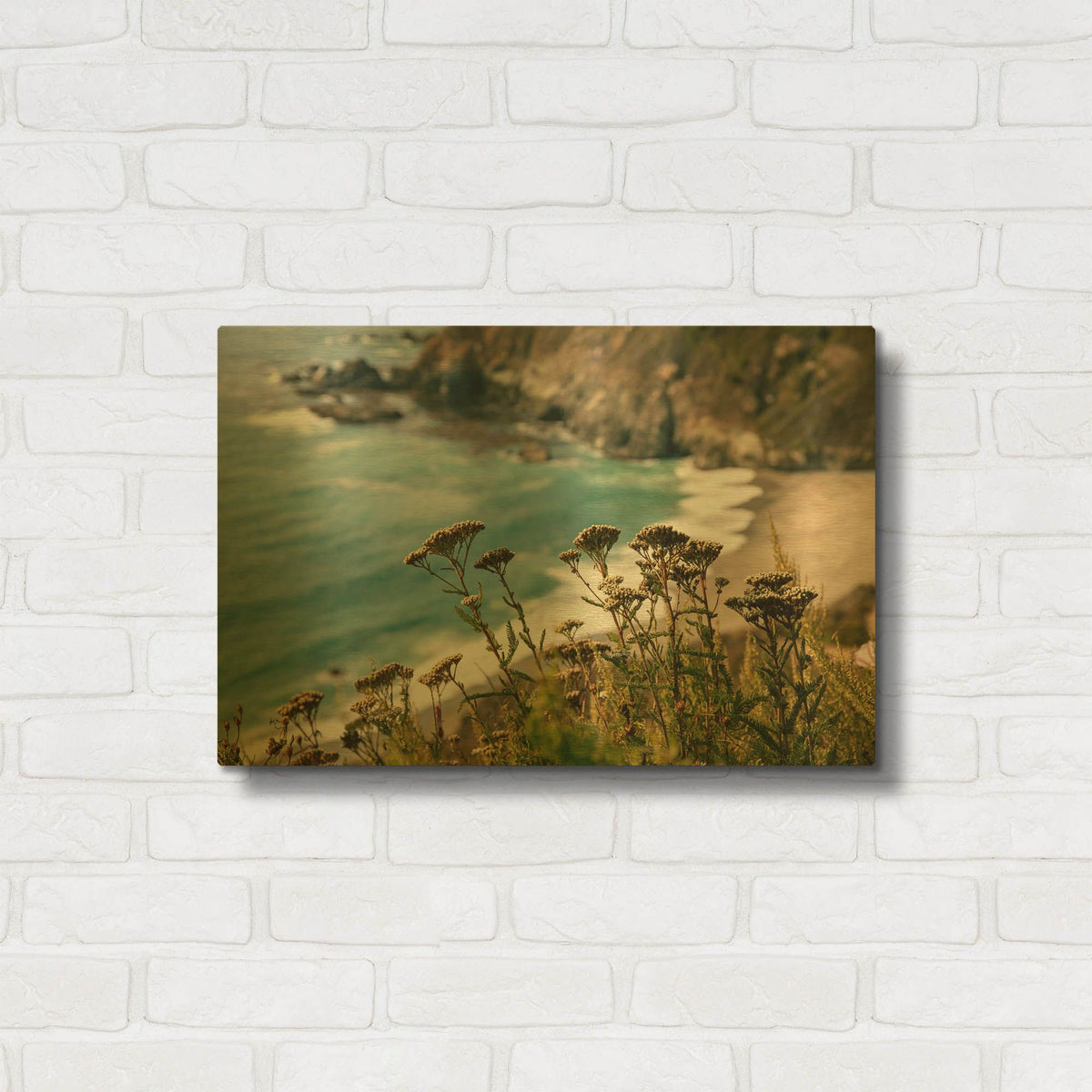 'California - Coast Grass' By AKG Gold Metal Wall Art