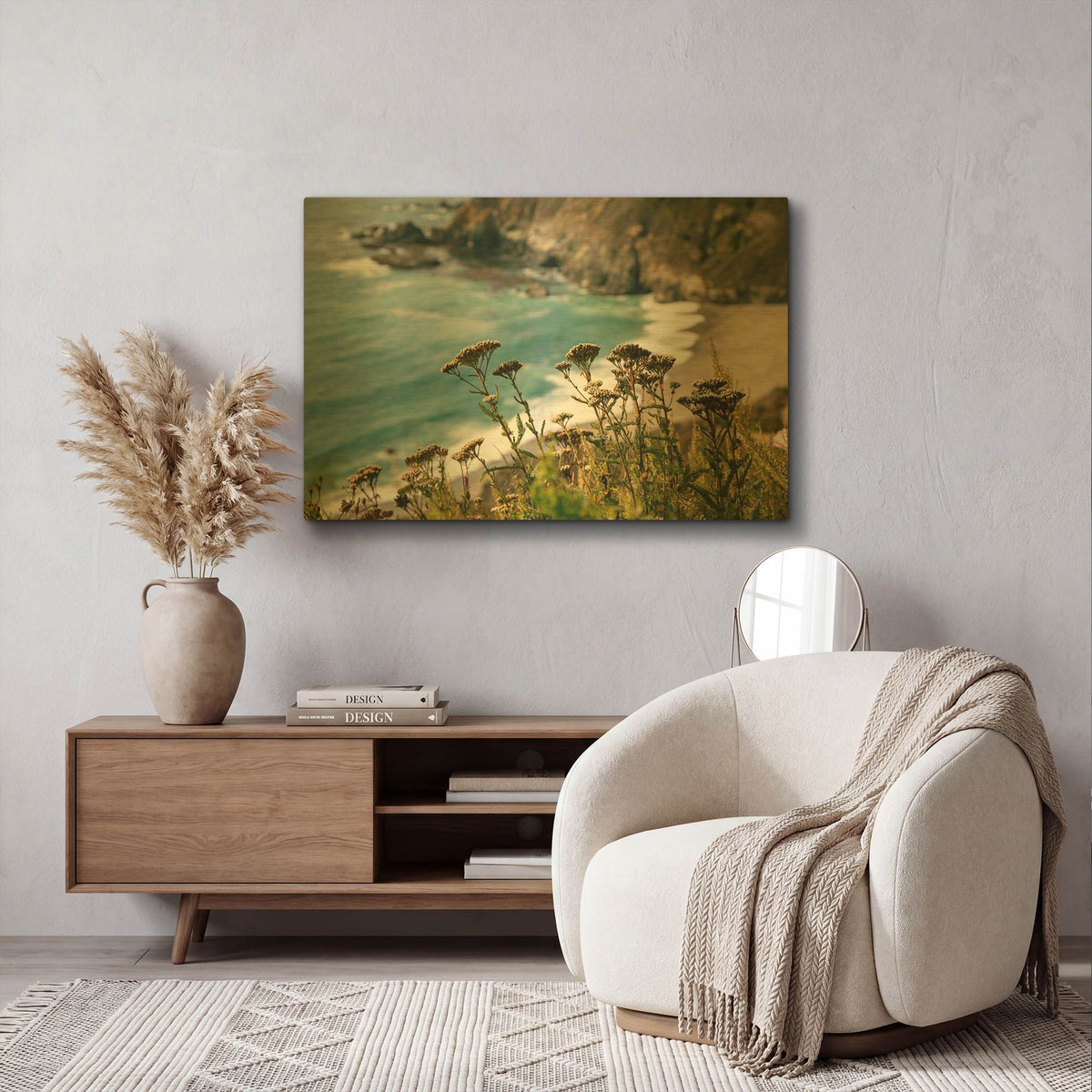 'California - Coast Grass' By AKG Gold Metal Wall Art