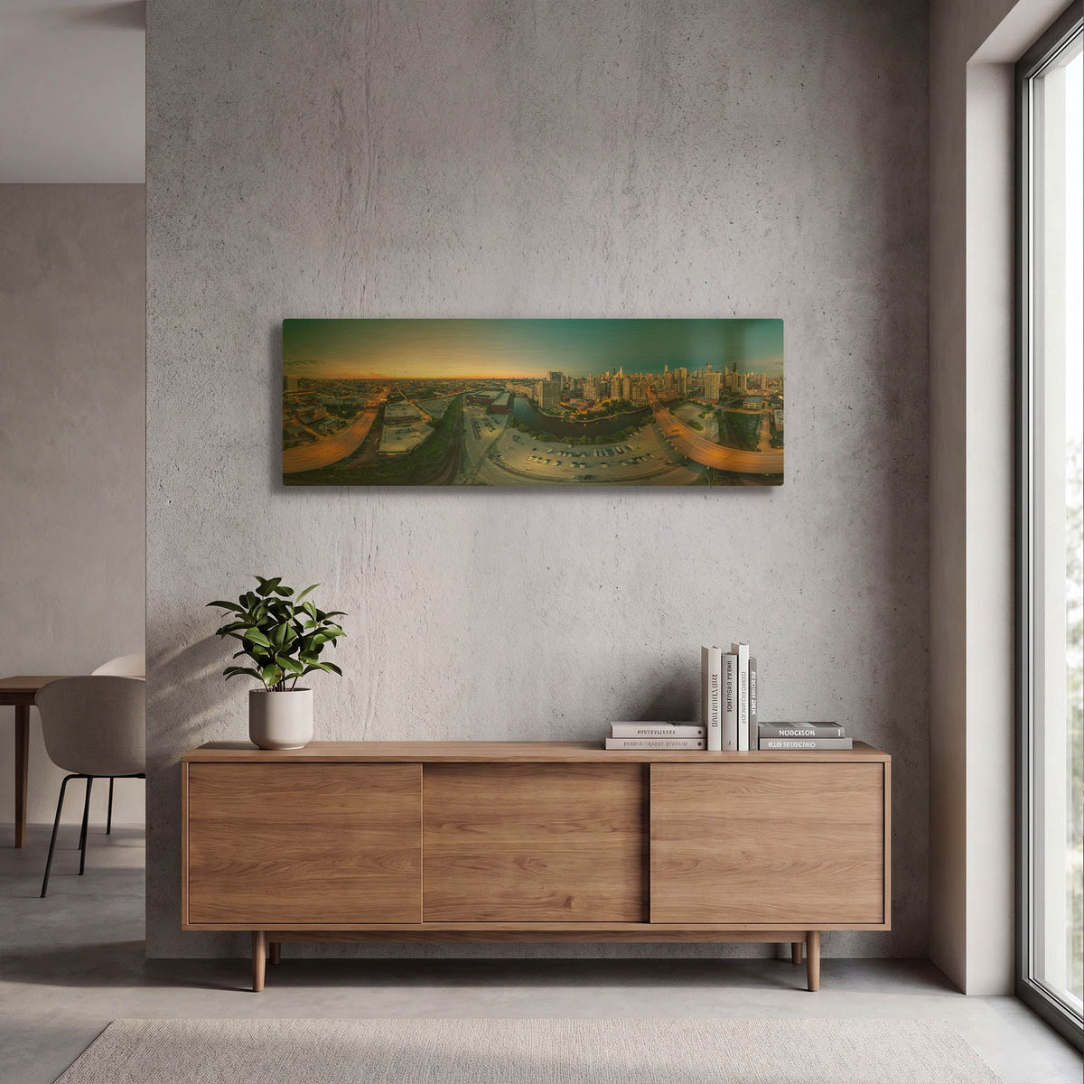 'Chicago Pano 21' By AKG Gold Metal Wall Art