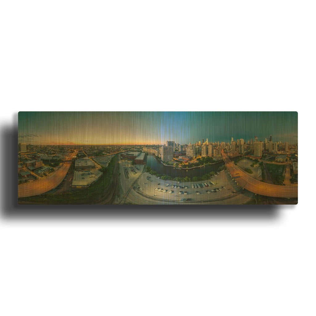 'Chicago Pano 21' By AKG Gold Metal Wall Art