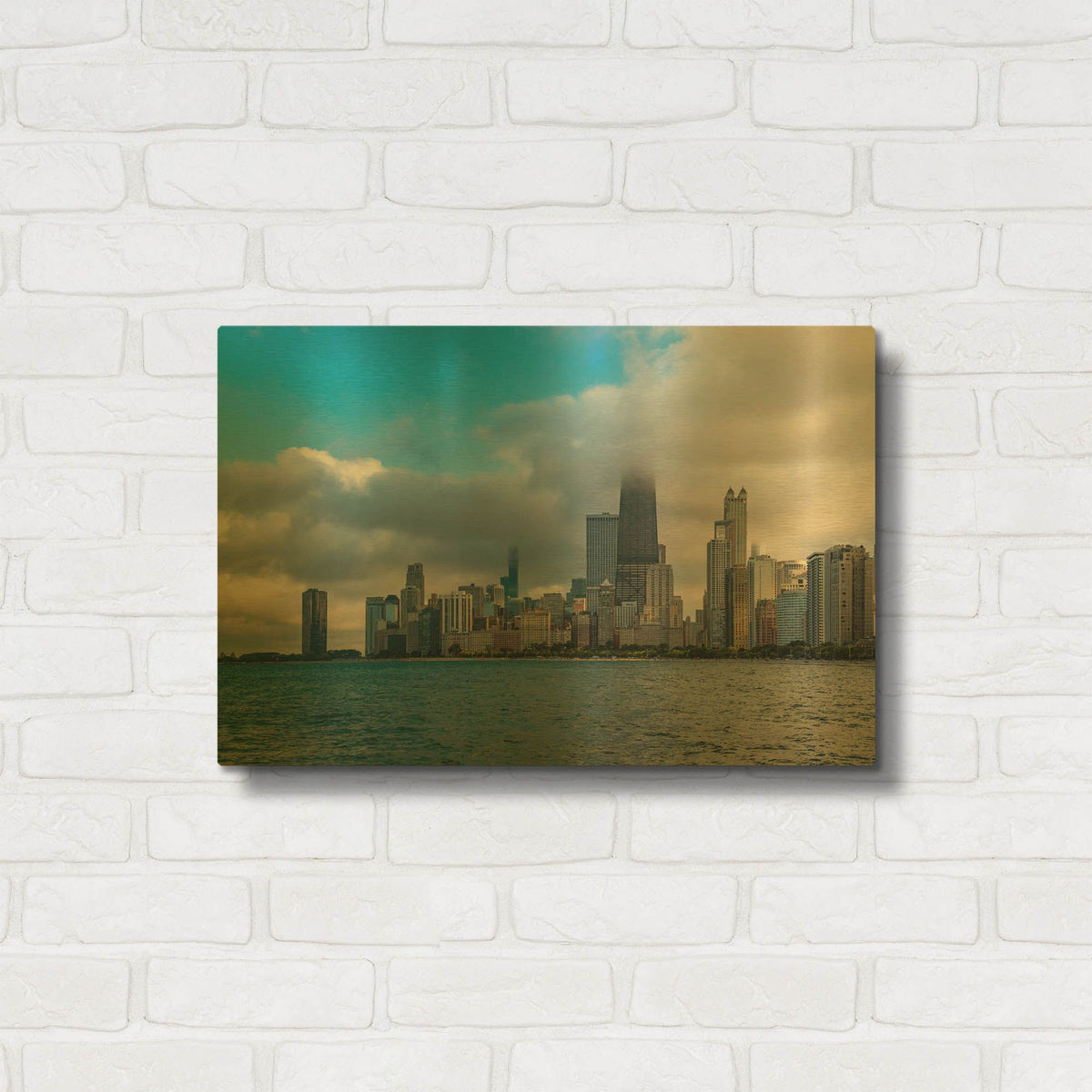 'Chicago Clouds' By AKG Gold Metal Wall Art