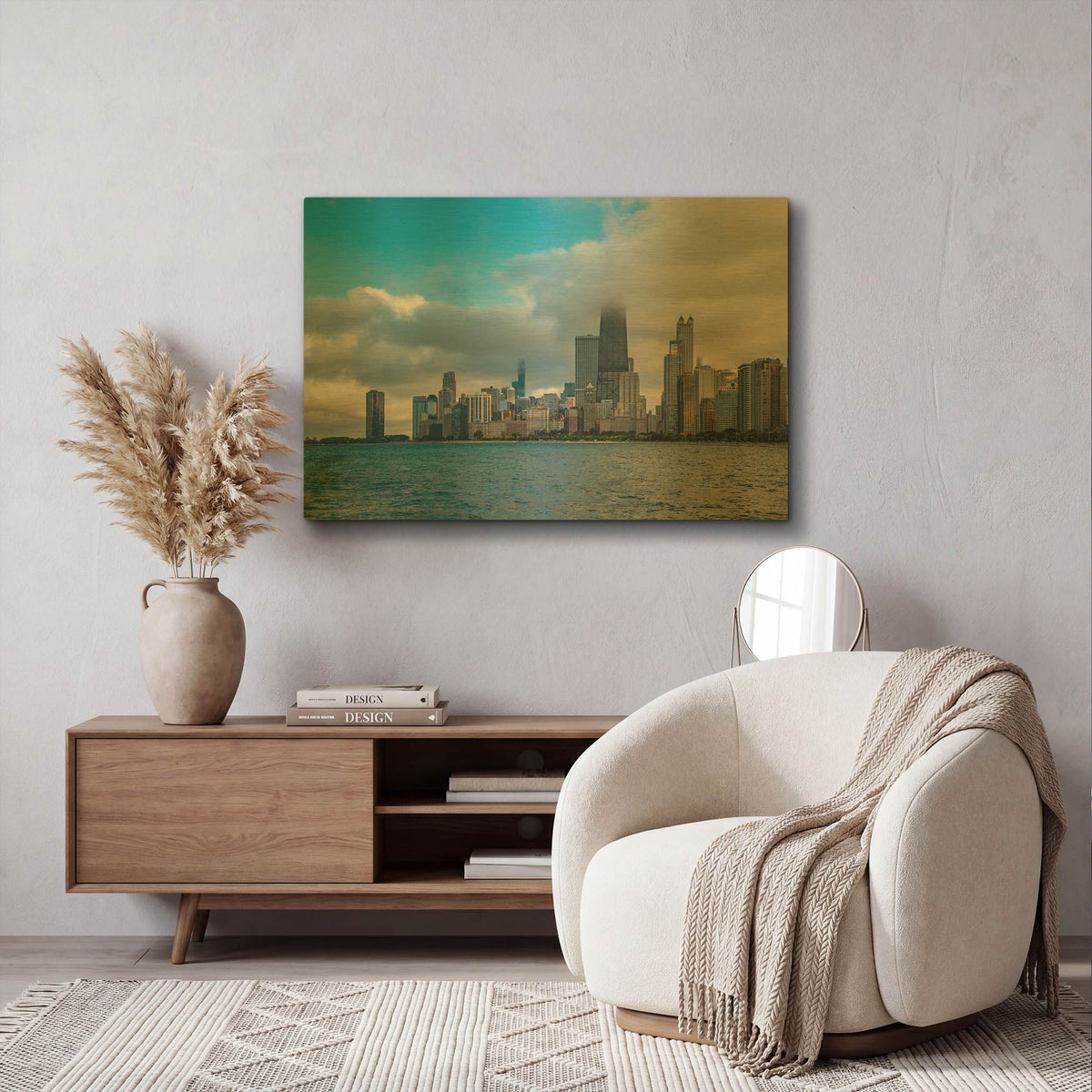 'Chicago Clouds' By AKG Gold Metal Wall Art