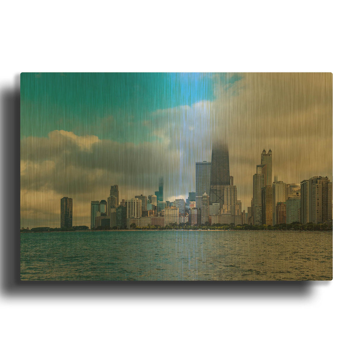 'Chicago Clouds' By AKG Gold Metal Wall Art