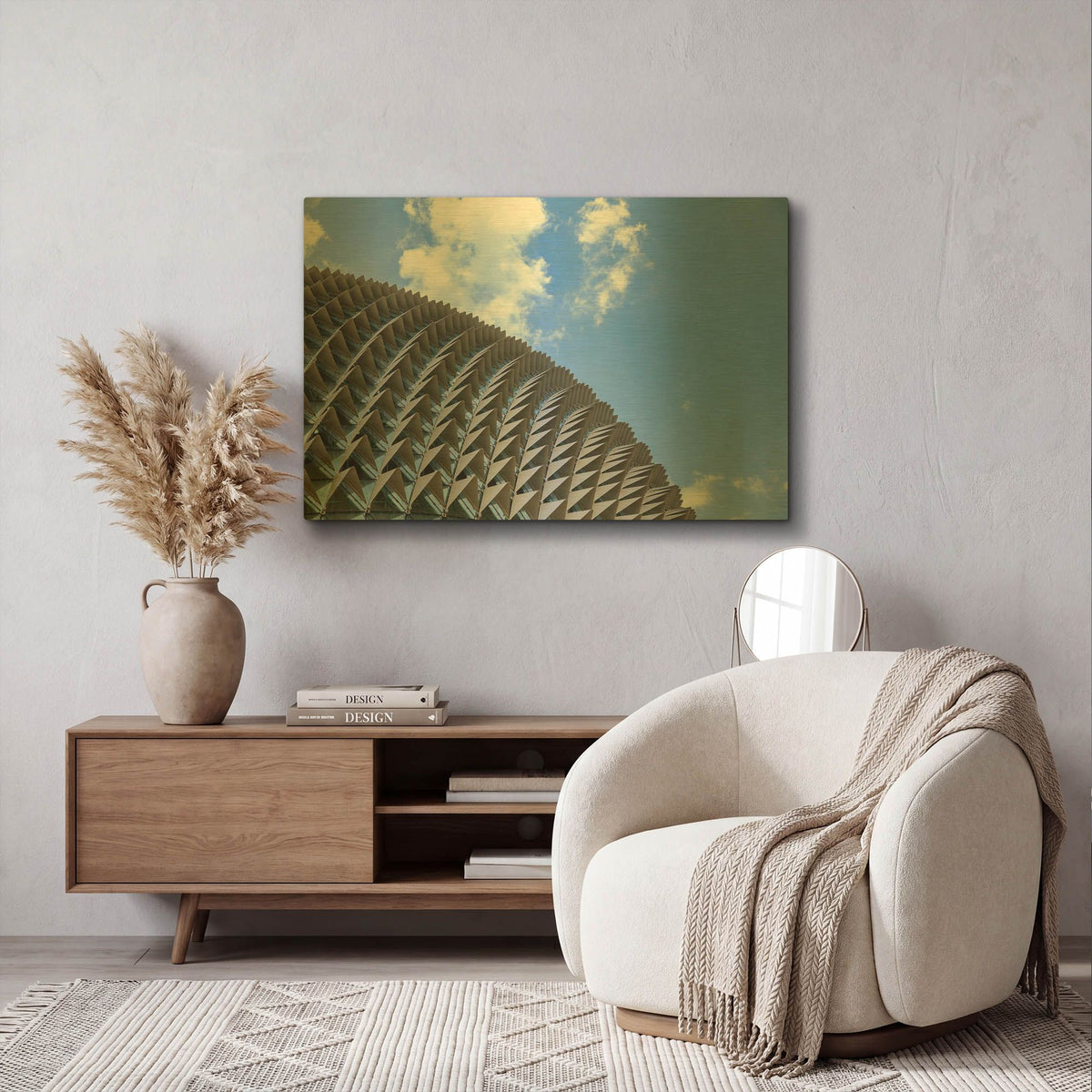 'Singapour - Esplanade Concert Hall' By AKG Gold Metal Wall Art