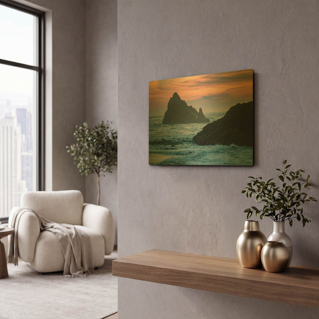 'Sunset Island' By AKG Gold Metal Wall Art