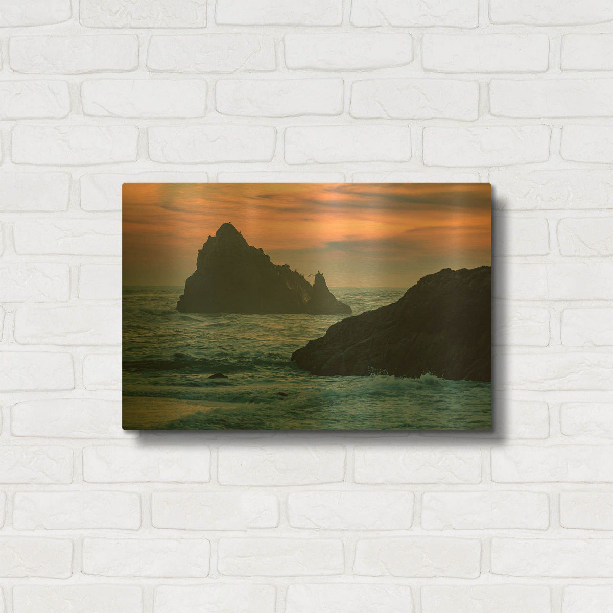 'Sunset Island' By AKG Gold Metal Wall Art