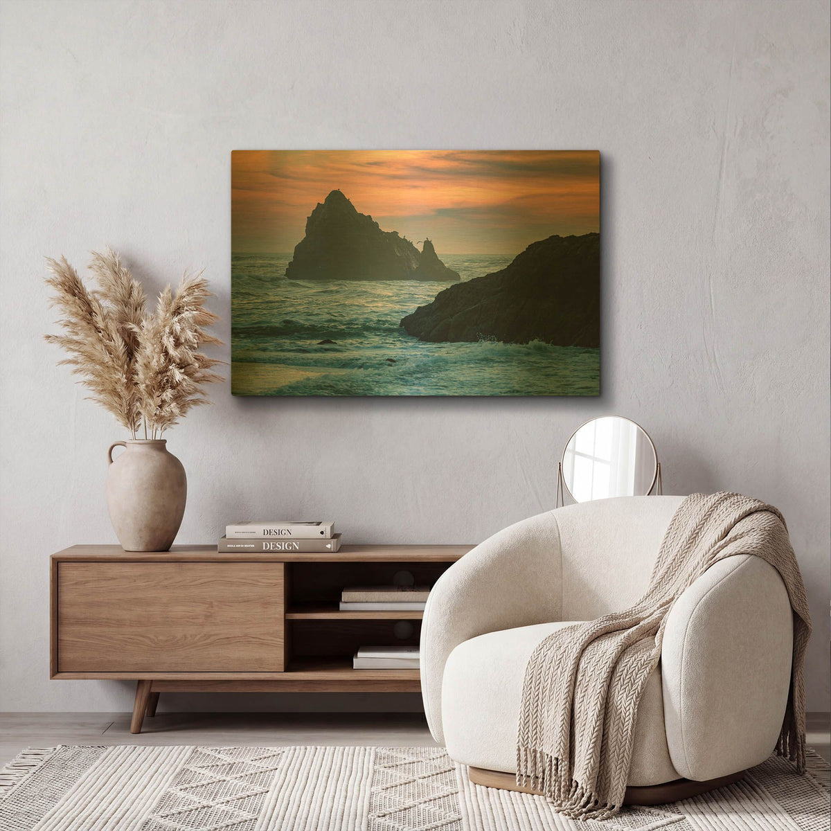 'Sunset Island' By AKG Gold Metal Wall Art