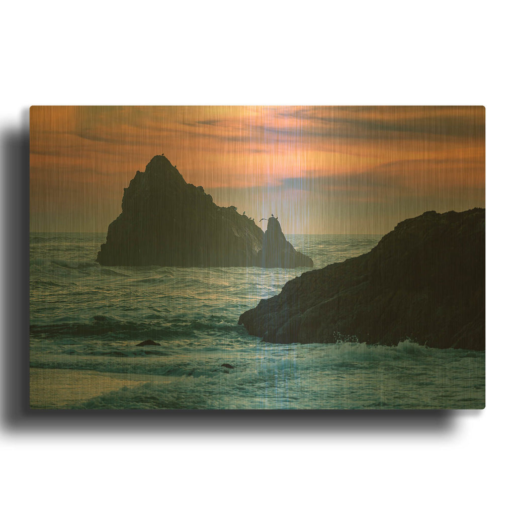 'Sunset Island' By AKG Gold Metal Wall Art