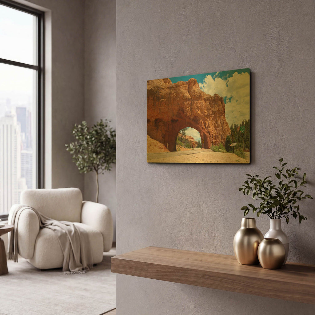 'Utah - Arch Tunnel' By AKG Gold Metal Wall Art