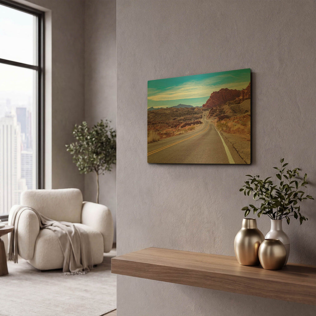 'Desert Road' By AKG Gold Metal Wall Art