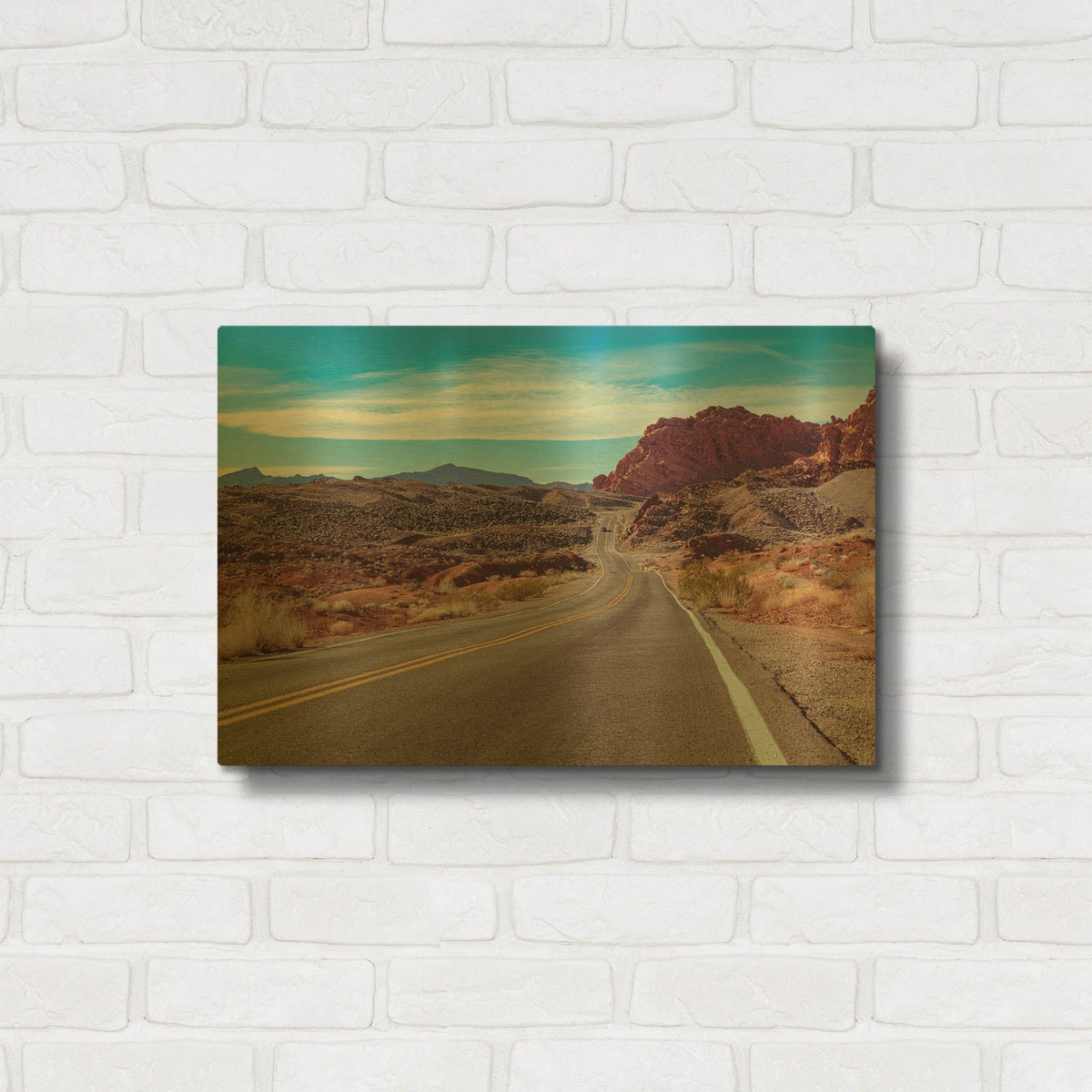 'Desert Road' By AKG Gold Metal Wall Art