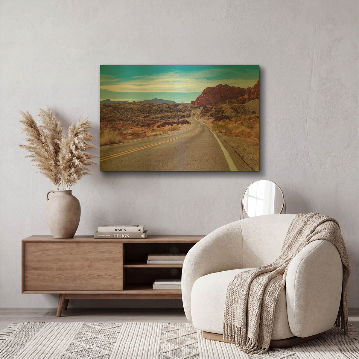 'Desert Road' By AKG Gold Metal Wall Art