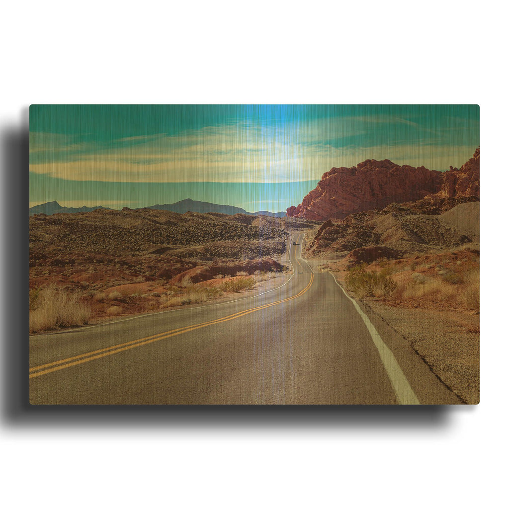 'Desert Road' By AKG Gold Metal Wall Art