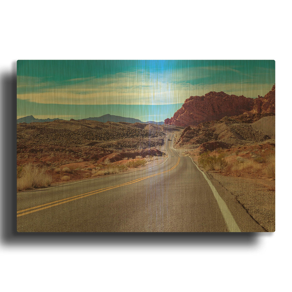 'Desert Road' By AKG Gold Metal Wall Art