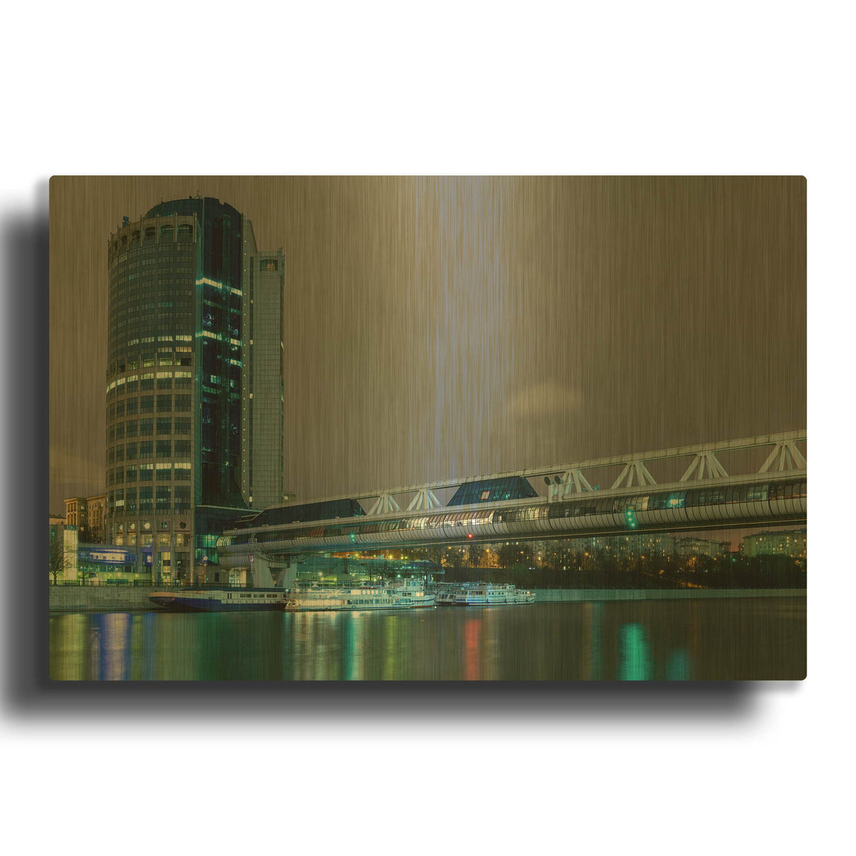 'Moscow - Bargation Bridge' By AKG Gold Metal Wall Art