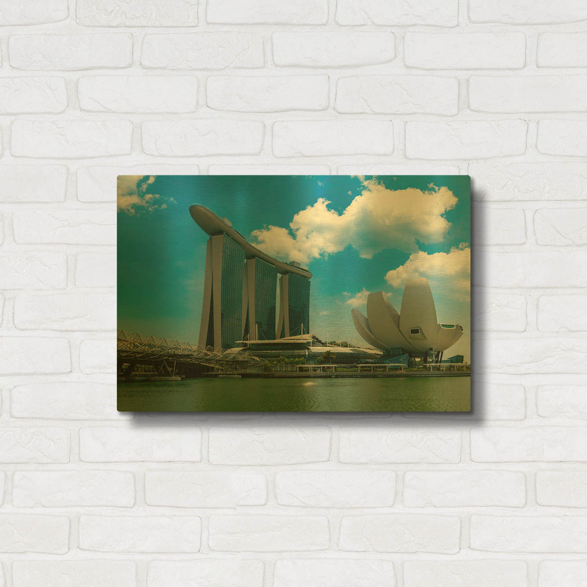 'Singapour - Daytime 2' By AKG Gold Metal Wall Art