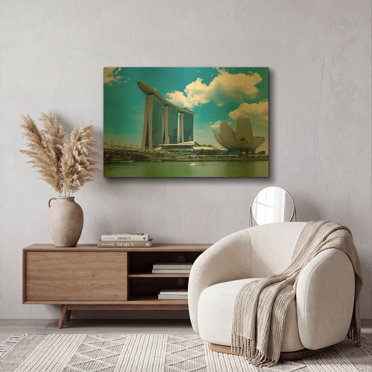 'Singapour - Daytime 2' By AKG Gold Metal Wall Art