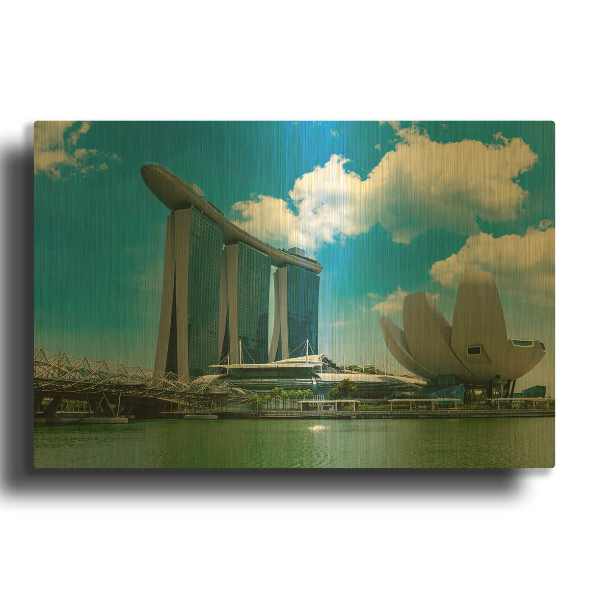 'Singapour - Daytime 2' By AKG Gold Metal Wall Art