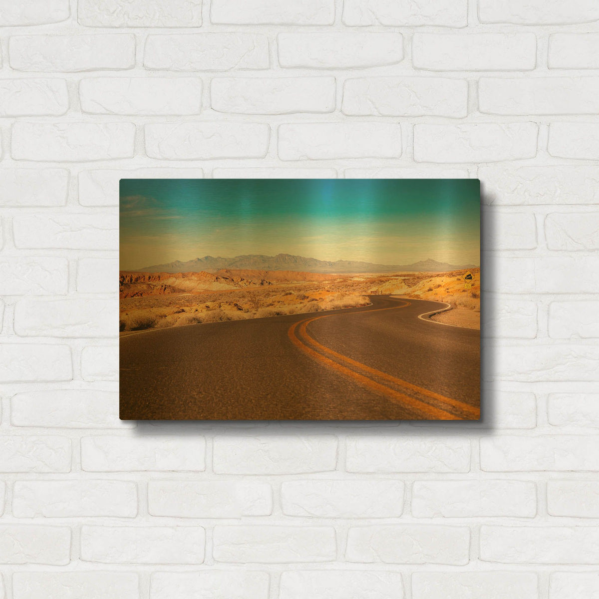'Winding Desert Road' By AKG Gold Metal Wall Art