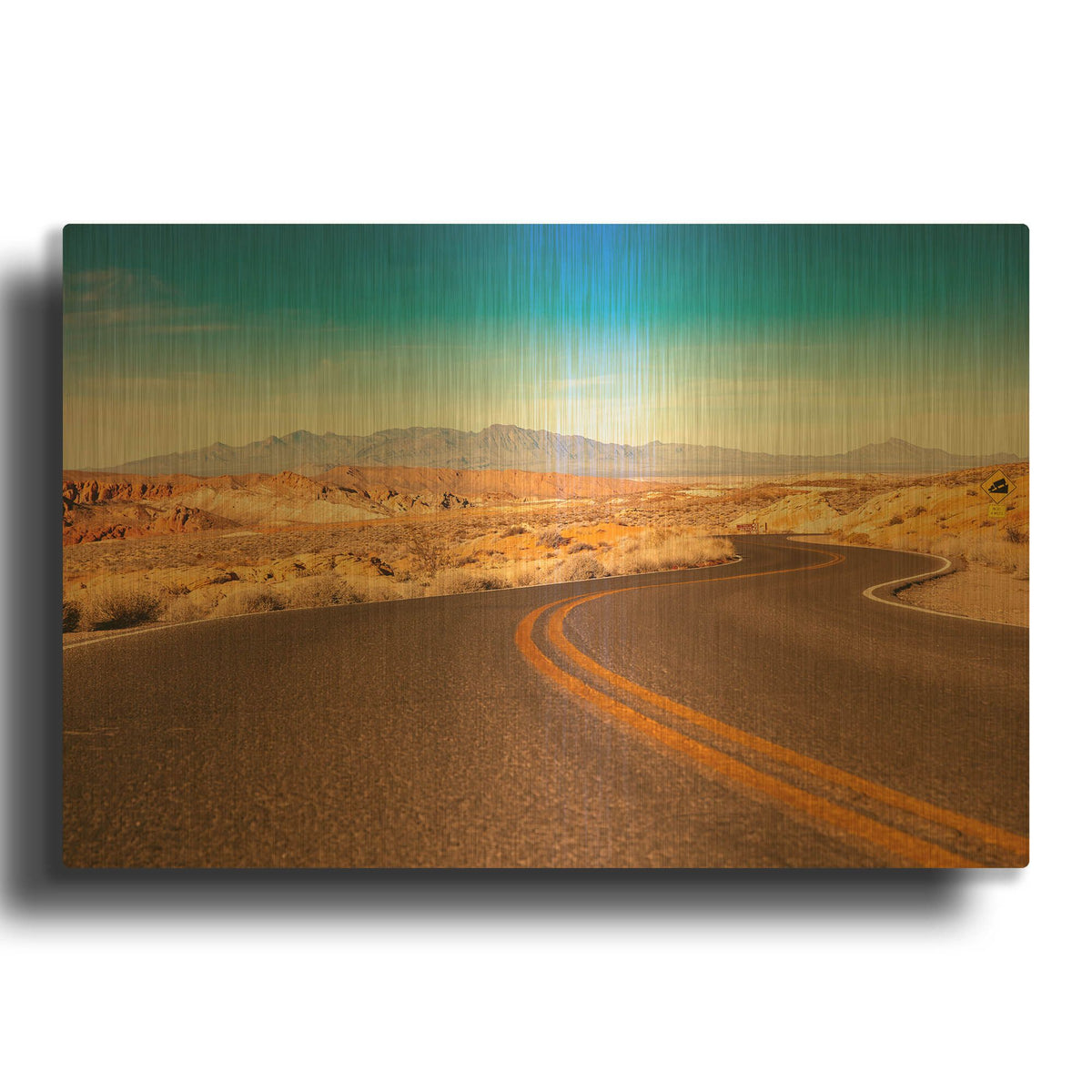 'Winding Desert Road' By AKG Gold Metal Wall Art